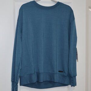 Nine West Active Teal Crewneck Sweatshirt Mesh Back Large